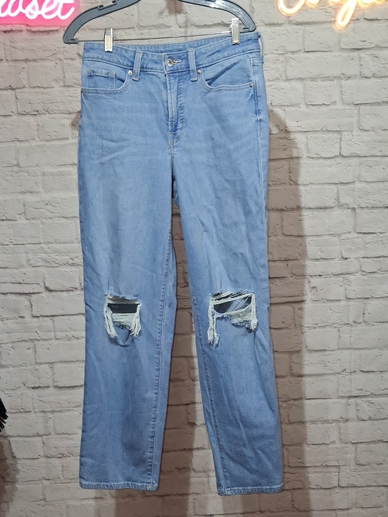 Old Navy Denim - Old Navy Light Blue Distressed Straight-Leg Jeans
